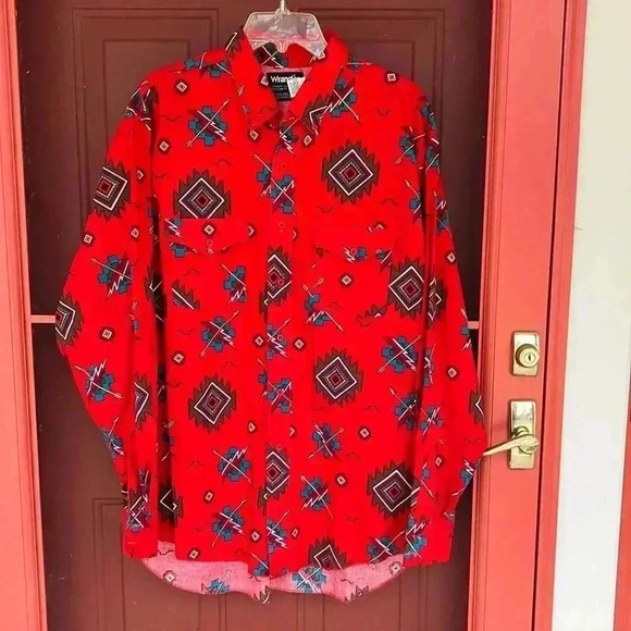 Wrangler cowboy cut Regular Fit Aztec Shirt - Picture 1 of 4